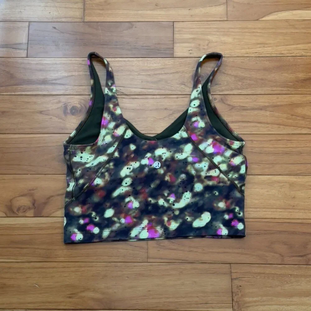 Women Lululemon Align Tank Top A/B Cup Soft Focus Splatter Green Multi Size 8